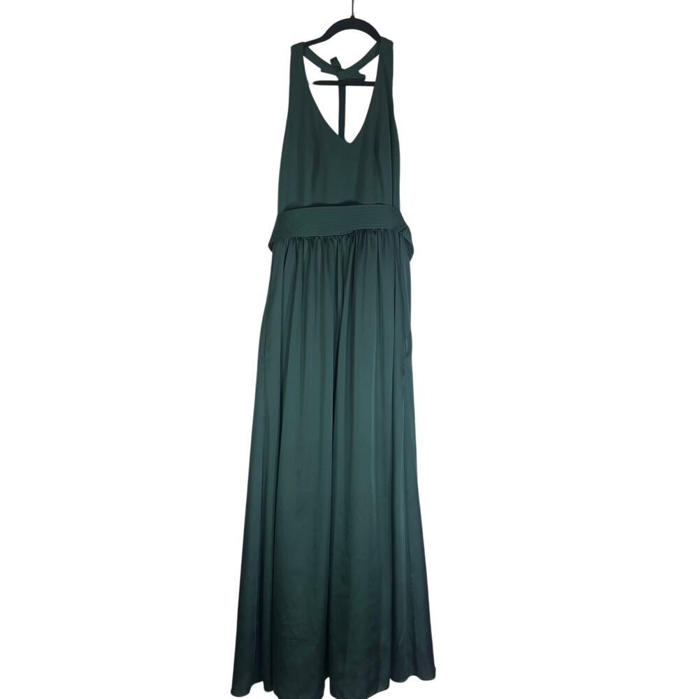 White by Vera Wang Womens 12 Green Chiffon Halter Maxi Formal Bridesmaid Dress
